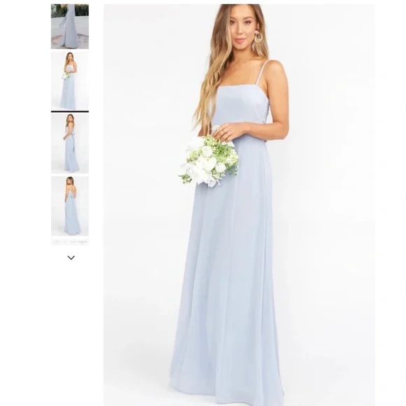 show me your mumu steel blue bridesmaid dresses Morilee 